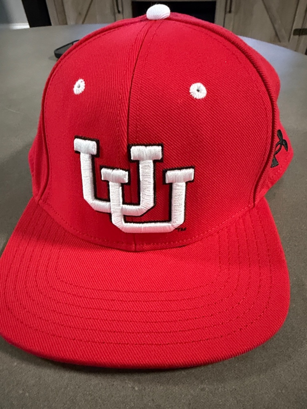 Under Armour Red Baseball Hat with White Logo Trim